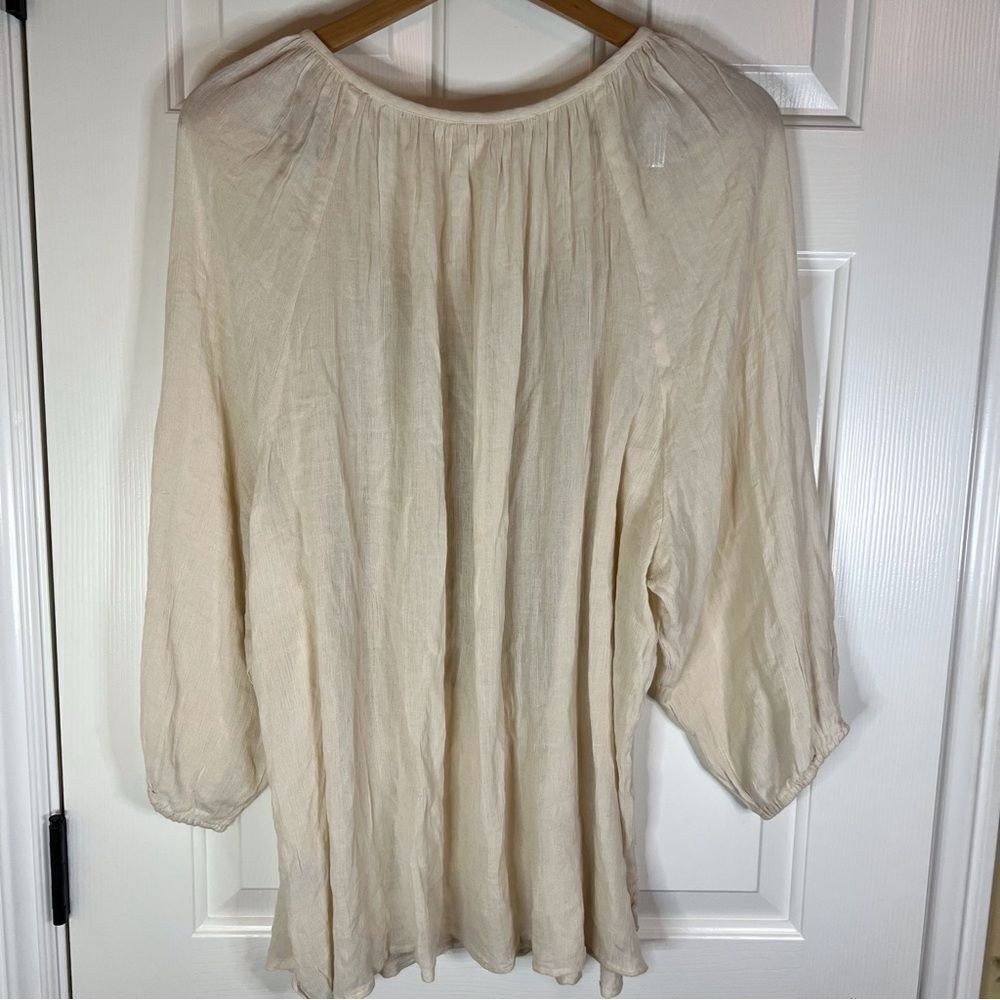 Anthropologie Solitaire Peasant Flowy Shirt Size 3X Embroidered and Sparkly - Picture 4 of 7
